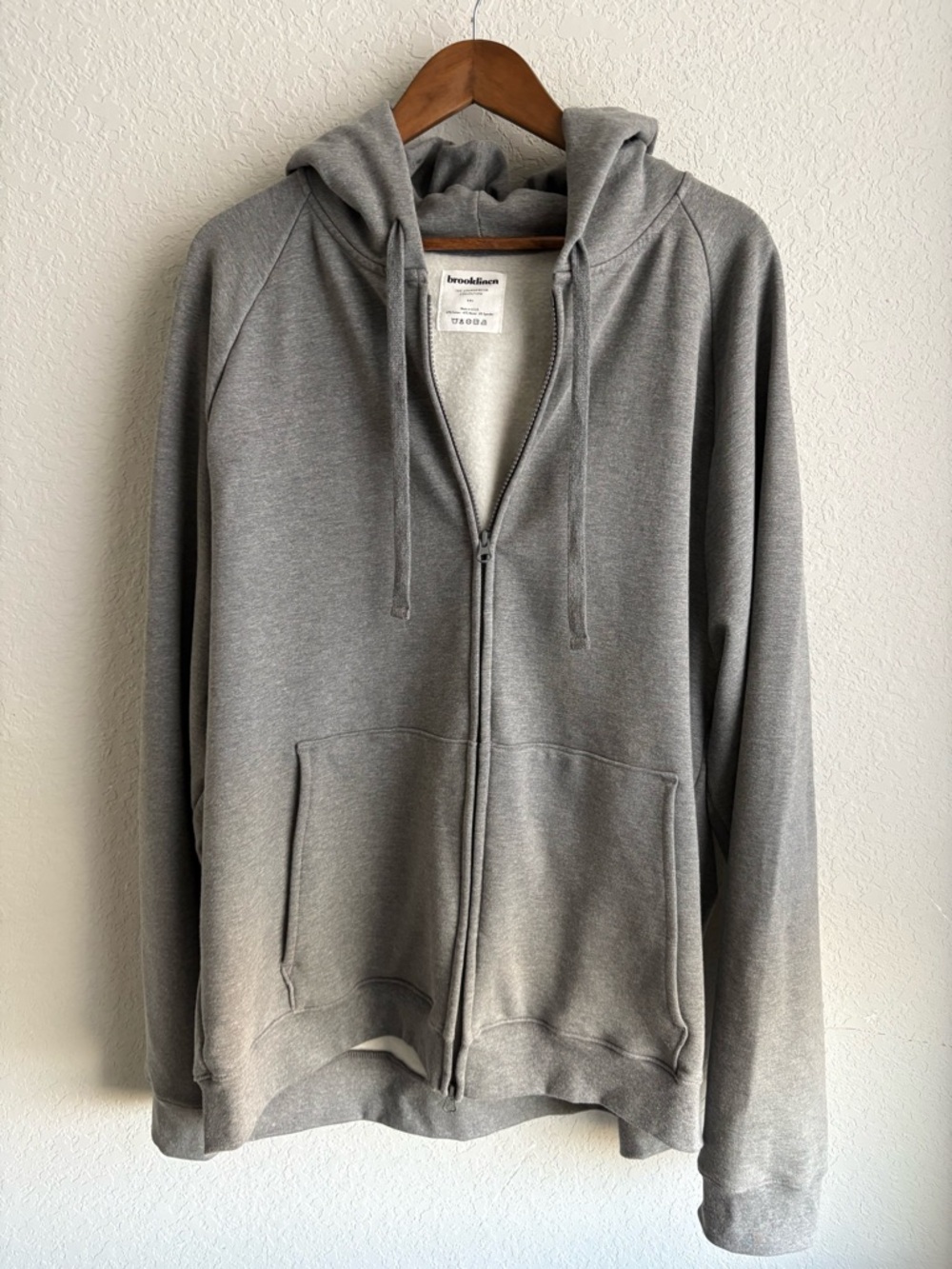 Brooklinen Lounge Zip Hoodie Gray XXL Super Soft Modal Blend Full Zip Fleece